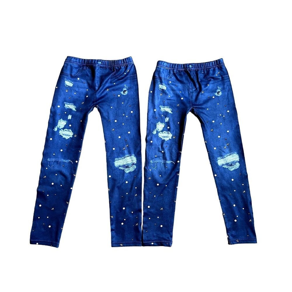Children's Place Lot of 2 Faux Jeans Pull On Leggings